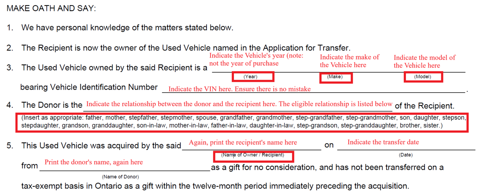 Sworn Statement for a Family Gift of a Used Car - NotaryServe®
